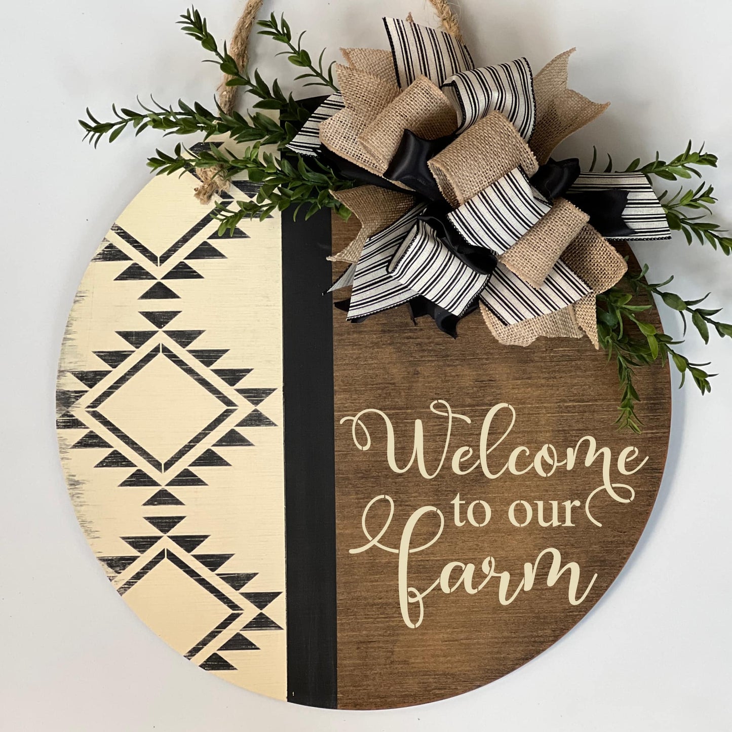 Welcome to THE/OUR Farm Aztec Door hanger