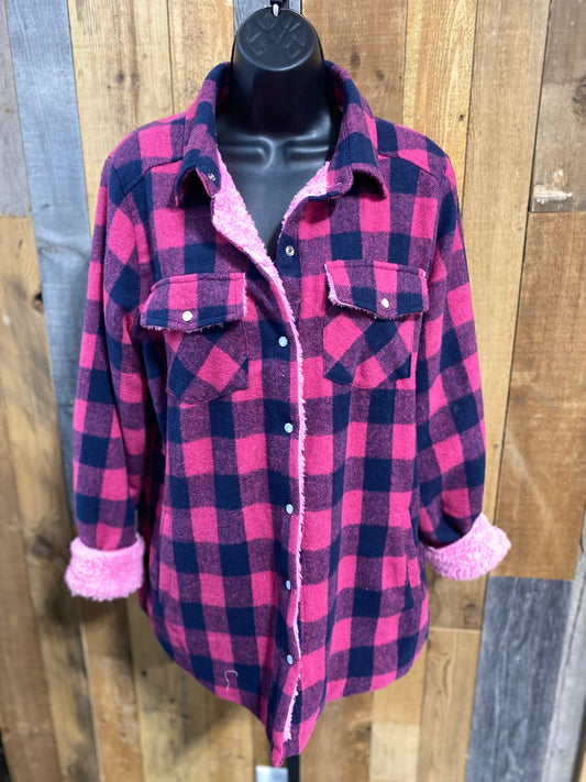 Sherpa Lined Pink Plaid Shacket