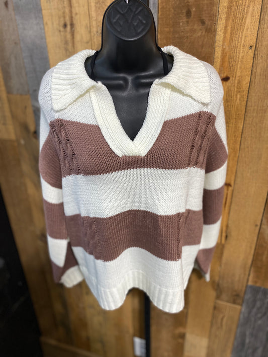 Maroon Striped Sweater