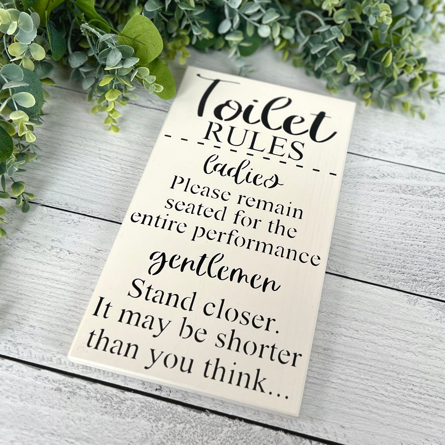 Funny Bathroom humor Wood Sign - Toilet Rules Sign